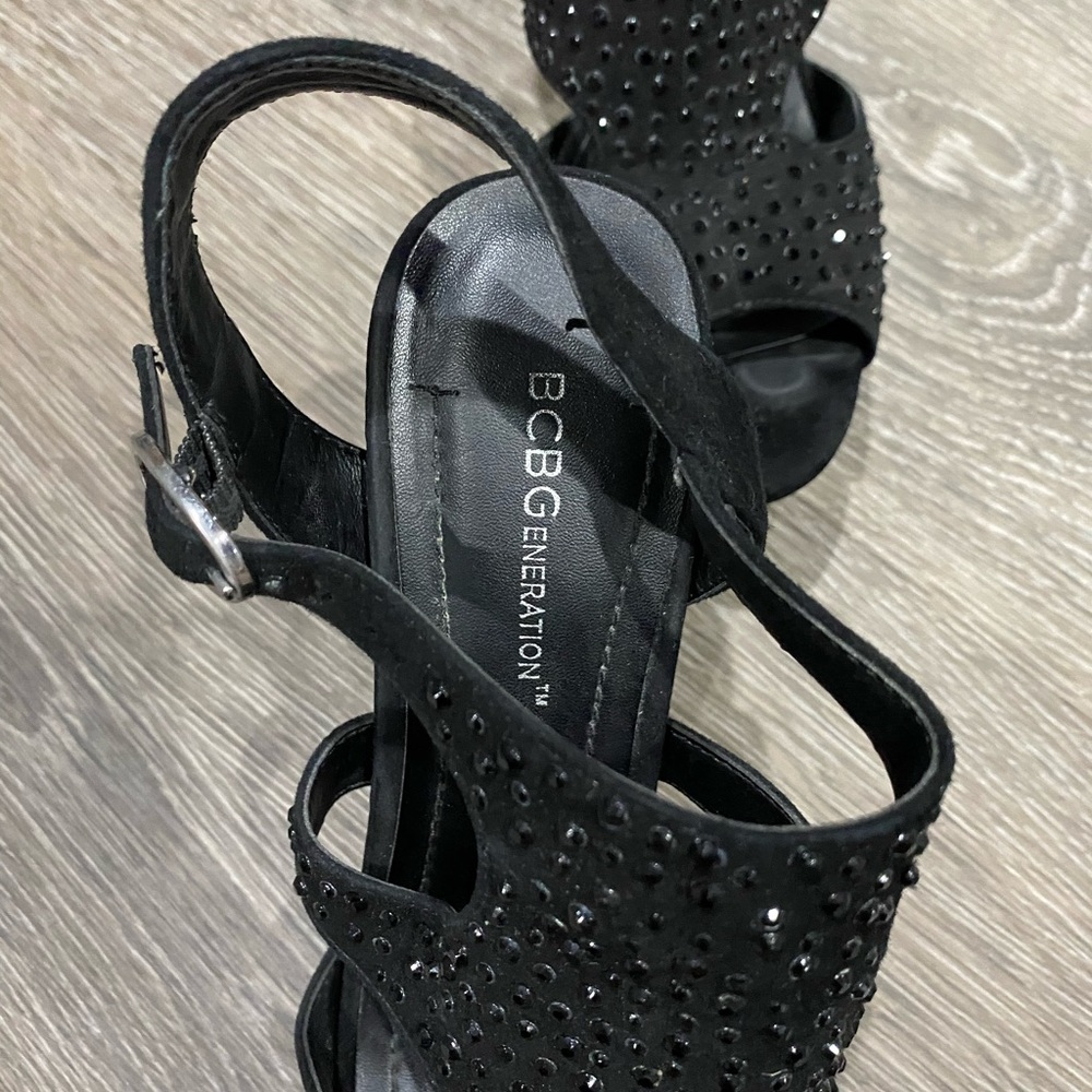Bcbgeneration Black Platform Heels With Rhineston… - image 2